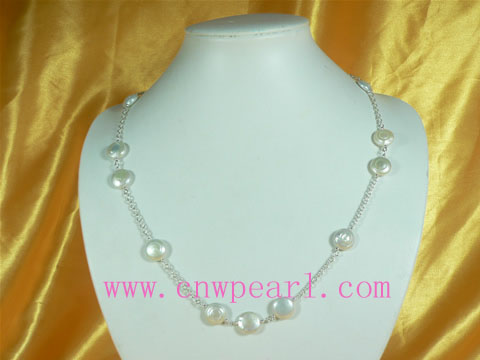 tip cup style 12mm white freshwater pearl necklace